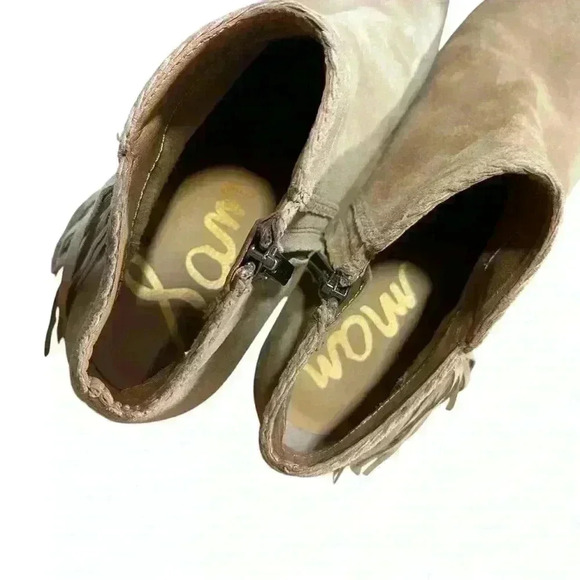 Sam Edelman Paige Zipper Fringe Ankle Bootie Boots Putty Size 8 - Picture 5 of 7